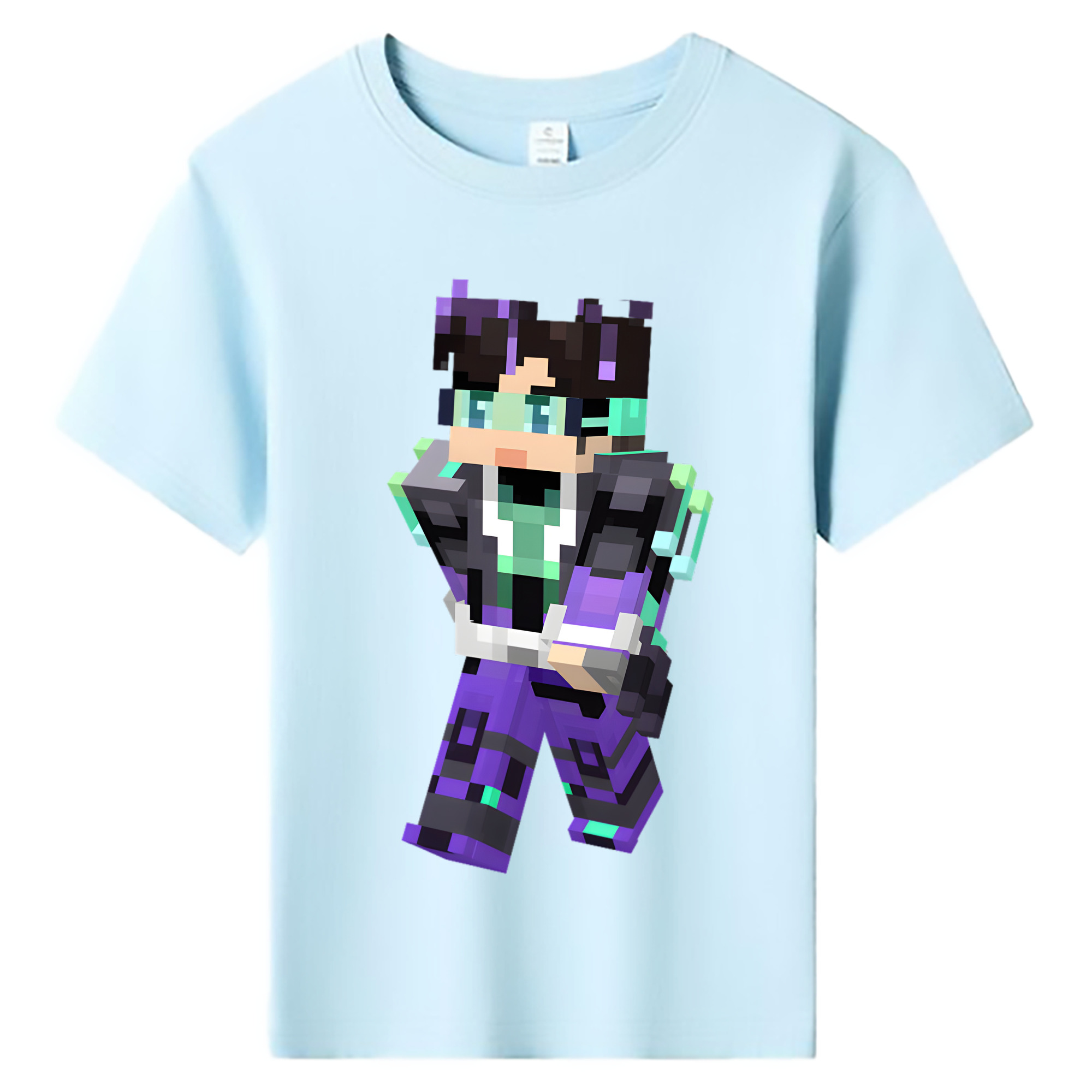 （画像用） マインクラフト ブロックの世界 Minecraft MC Block world 綿100％キッズTシャツ（フロントプリント）